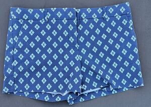 Dalia Collection Womens 10 Navy Diamond Print Shorts Cotton